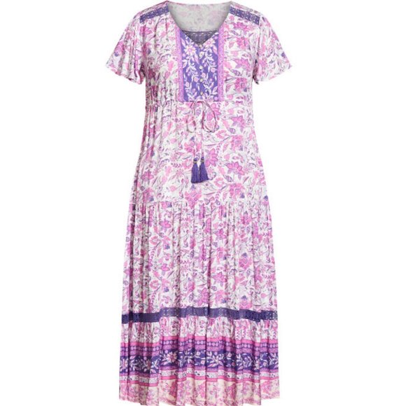 AVEOLOGY Salma Maxi Flutter Boho Dress 22/24 - Picture 7 of 15